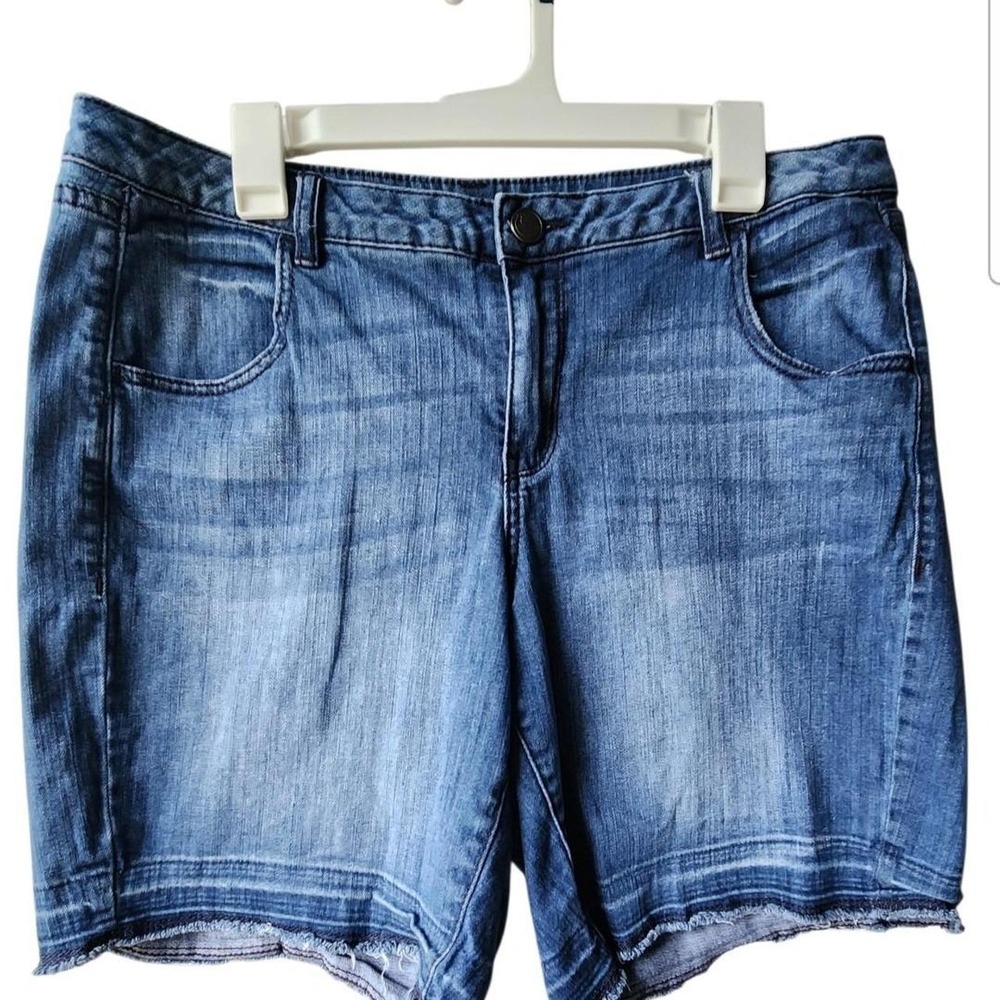 Lane Bryant Bermuda Shorts Women 16 Blue Denim Jorts Y2K Raw Hem Skater Curvy